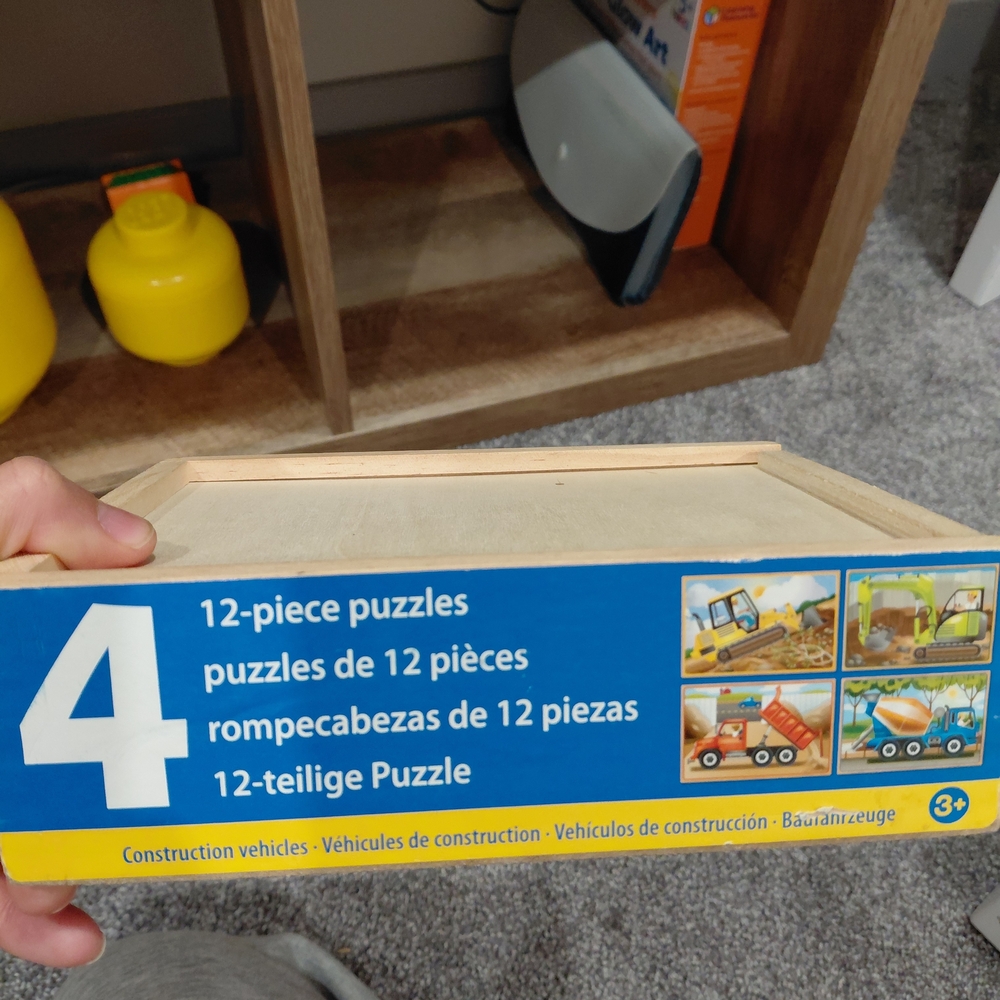 Melissa & Doug Construction Vehicles 12-Piece Puzzles - Blue and Yellow